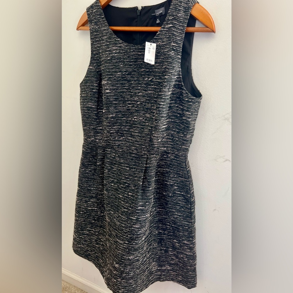 NWT The Limited Black & Gray Textured Mini Dress with Pockets - Size 10